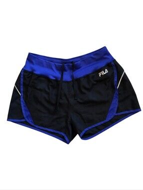 Fila Small Black and Royal Blue Running Athletic Performance Shorts Yoga